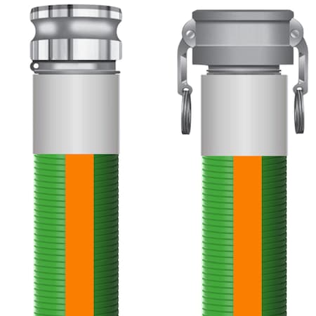 Rubberworx 1" X 20FT RUBBERWORX UHMW CHEMICAL HOSE CPLD CRIMPED PART C X E 316 STAINLESS STEEL CH-UHMW-1X20-CESS